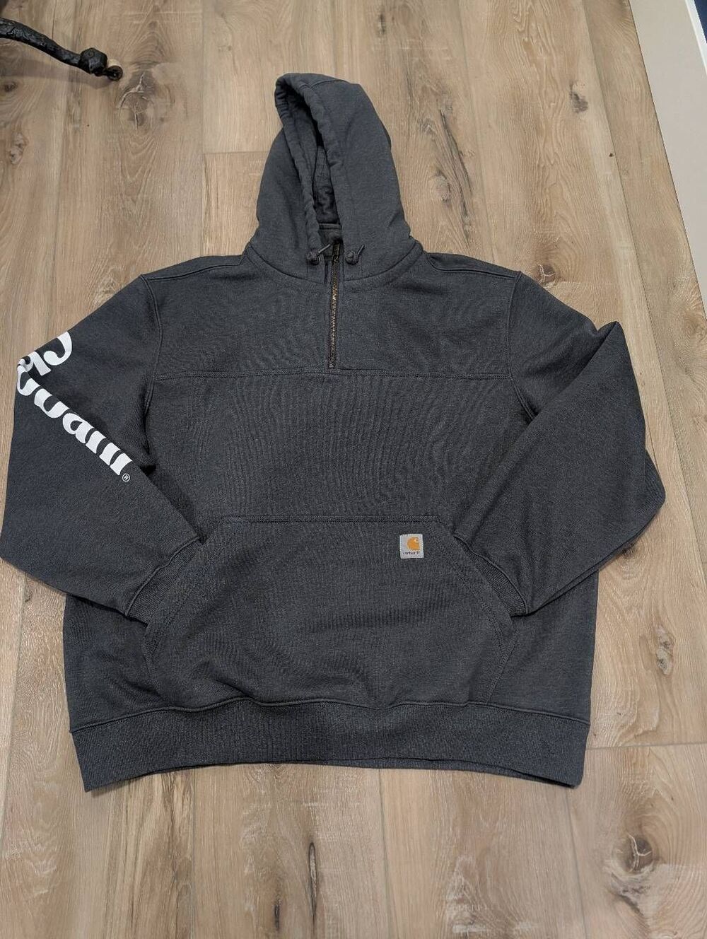 Carhartt Rain Defender Paxton Loose Fit 1/4 Zip Hoodie Carbon Heather 2X Chobani